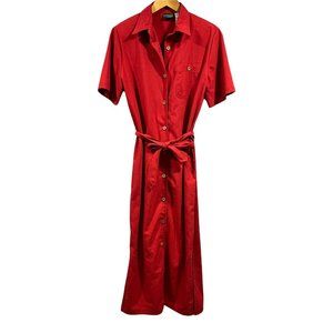 Vintage Country Classics Maxi Midi Short Sleeve Belted Shirt Dress Size S